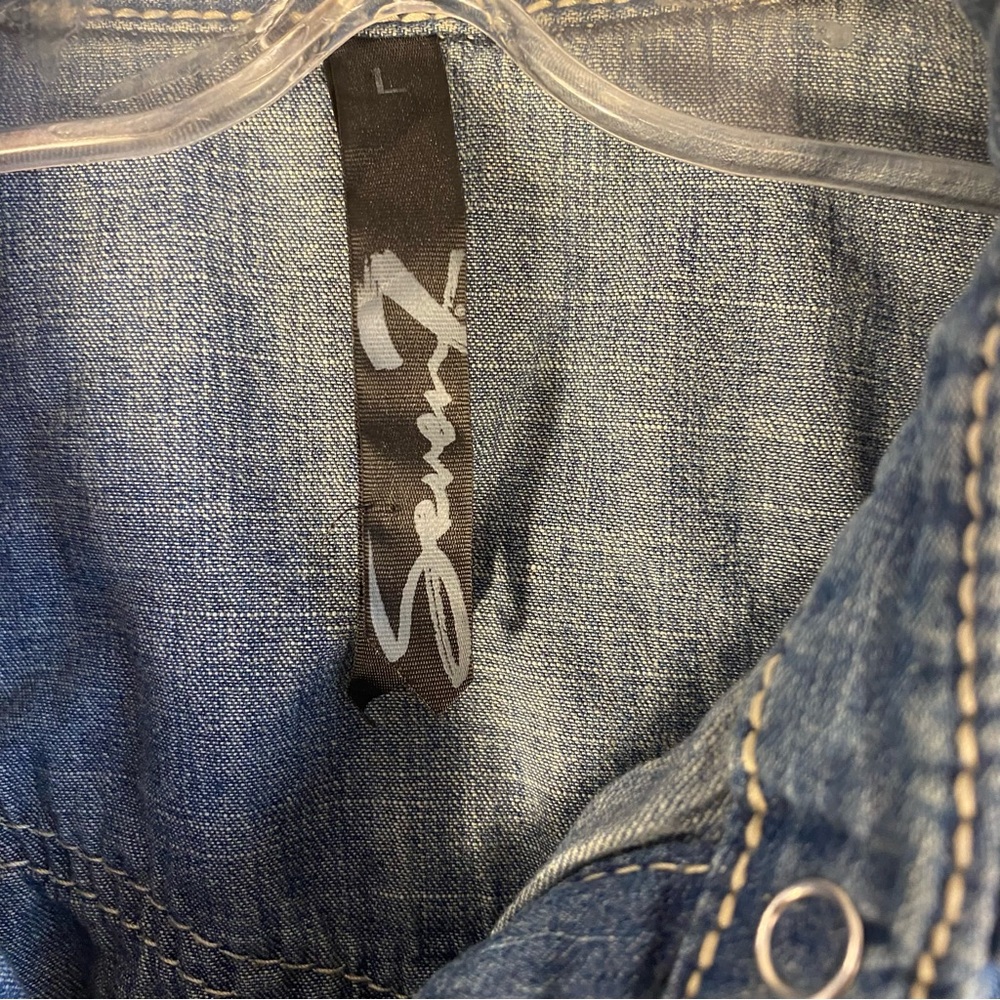 Seven7 Blue Denim Button Down Shirt - Picture 5 of 13